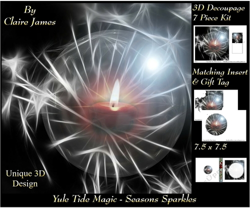 Yule Tide Magic - Seasons Sparkles - 3D Decoupage kit + Insert & Gift Tag