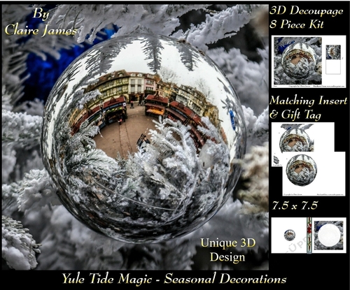 Yule Tide Magic - Seasonal Decorations 4 - 3D Decoupage kit + Insert & Gift Tag