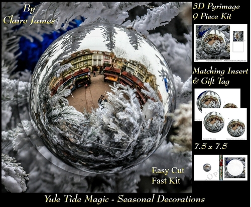 Yule Tide Magic - Seasonal Decorations 4 - 3D Pyramid/pyrimage + Insert & Gift Tag