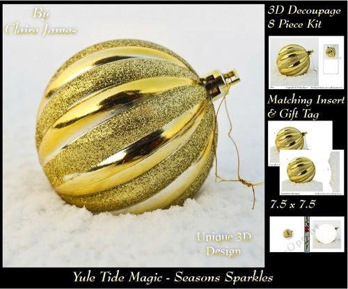 Yule Tide Magic - Seasonal Sparkles In The Snow - 3D Decoupage kit + Insert & Gift Tag
