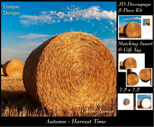 Autumn - Fall - Havest Time 1 - 3D Decoupage + Insert & Tag