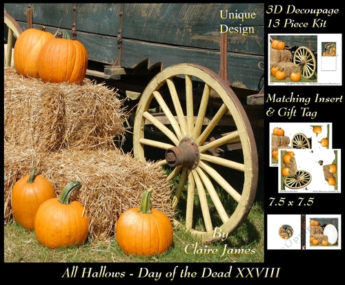 All Hallows Eve - The Day Of The Dead 28 - Special 3D Decoupage + Insert & Tag