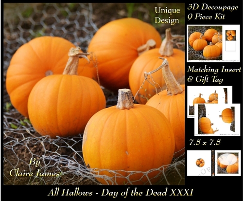 All Hallows Eve - The Day Of The Dead 31 - Special 3D Decoupage + Insert & Tag