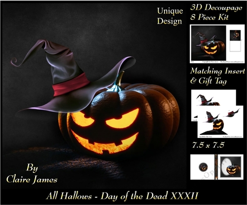 All Hallows Eve - The Day Of The Dead 32 - Special 3D Decoupage + Insert & Tag