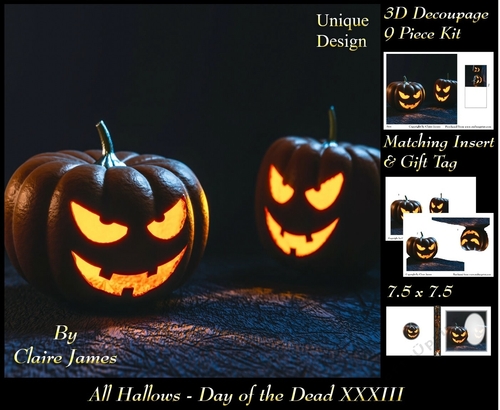 All Hallows Eve - The Day Of The Dead 33 - Special 3D Decoupage + Insert & Tag