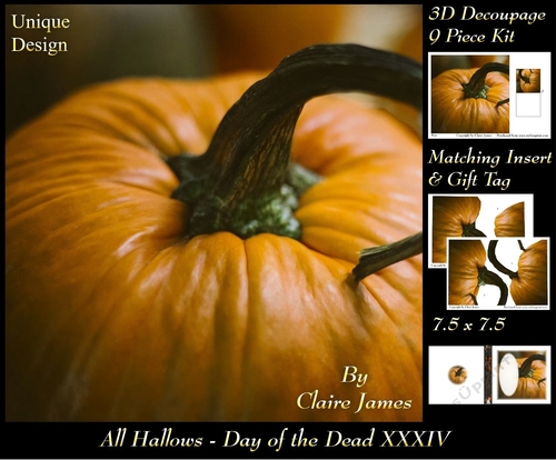 All Hallows Eve - The Day Of The Dead 34 - Special 3D Decoupage + Insert & Tag
