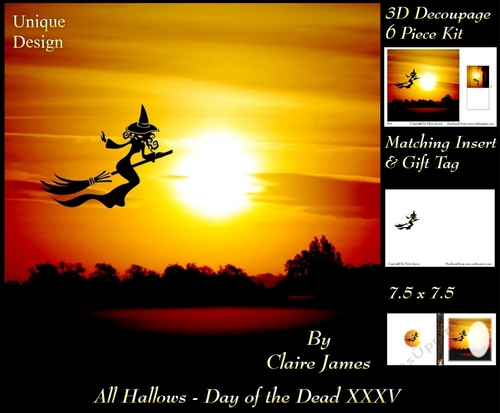 All Hallows Eve - The Day Of The Dead 35 - Special 3D Decoupage + Insert & Tag