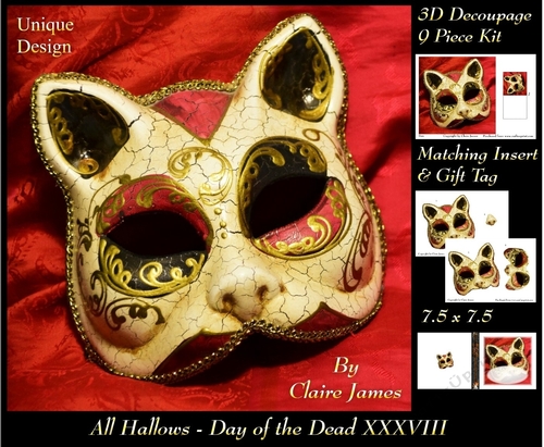 All Hallows Eve - The Day Of The Dead 38 - Special 3D Decoupage + Insert & Tag