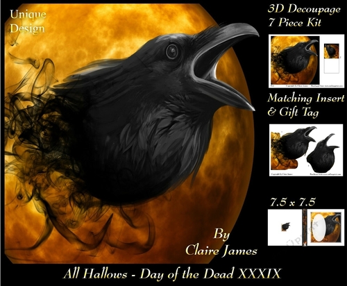 All Hallows Eve - The Day Of The Dead 39 - Special 3D Decoupage + Insert & Tag