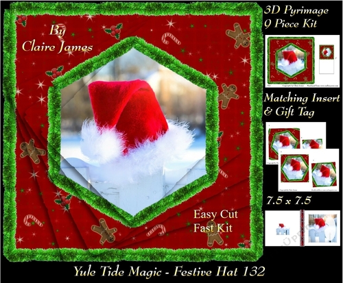Yule Tide Magic - Festive Hat - 3D Pyramid/pyrimage + Insert & Gift Tag