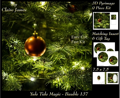 Yule Tide Magic - Bauble - 3D Pyramid/pyrimage + Insert & Gift Tag