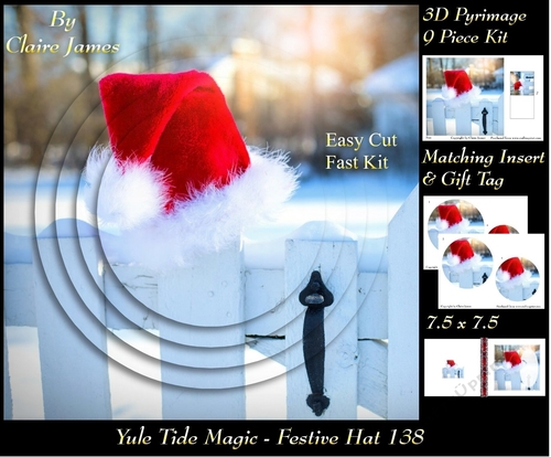 Yule Tide Magic - Festive Hat - 3D Pyramid/pyrimage + Insert & Gift Tag