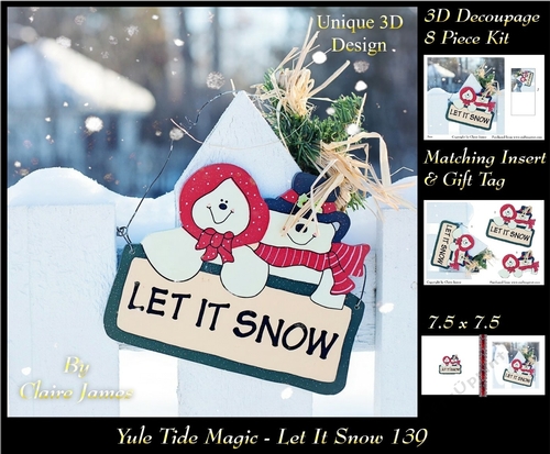 Yule Tide Magic - Let It Snow - 3D Decoupage kit + Insert & Gift Tag