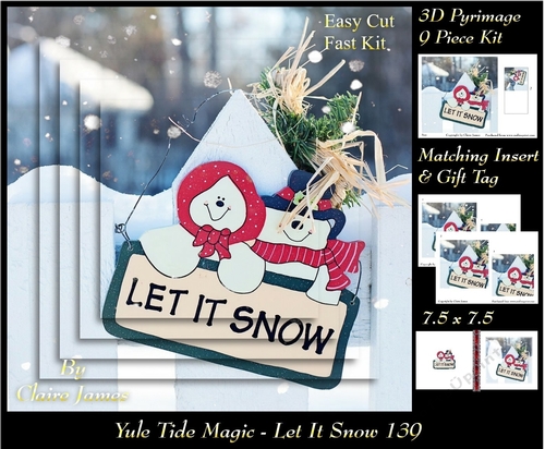 Yule Tide Magic - Let It Snow - 3D Pyramid/pyrimage + Insert & Gift Tag