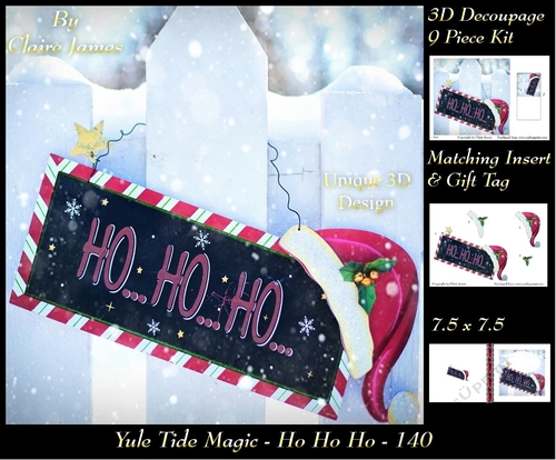 Yule Tide Magic - Ho Ho Ho - 3D Decoupage kit + Insert & Gift Tag
