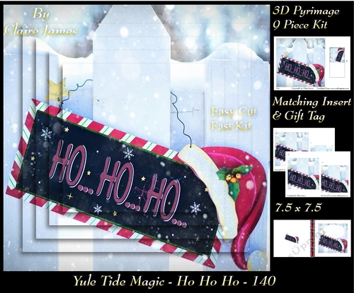 Yule Tide Magic - Ho Ho Ho - 3D Pyramid/pyrimage + Insert & Gift Tag