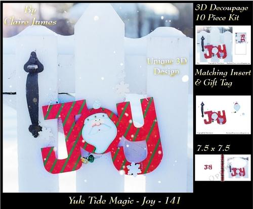 Yule Tide Magic - Joy - 3D Decoupage kit + Insert & Gift Tag