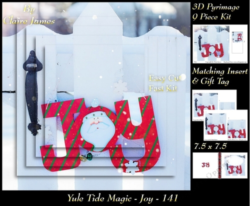 Yule Tide Magic - Joy - 3D Pyramid/pyrimage + Insert & Gift Tag