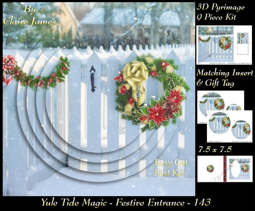 Yule Tide Magic - Festive Entrance - 3D Pyramid/pyrimage + Insert & Gift Tag