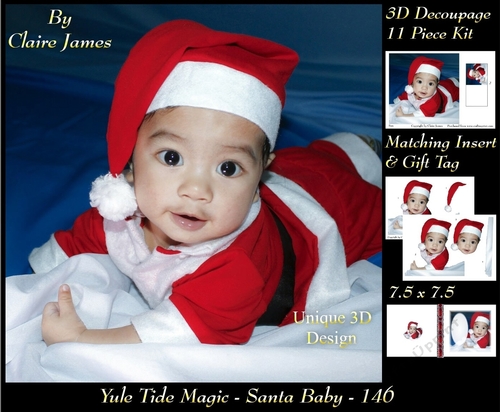 Yule Tide Magic - Santa Baby - 3D Decoupage kit + Insert & Gift Tag