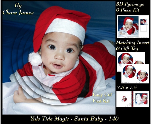 Yule Tide Magic - Santa Baby - 3D Pyramid/pyrimage + Insert & Gift Tag