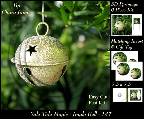 Yule Tide Magic - Jingle Bell - 3D Pyramid/pyrimage + Insert & Gift Tag