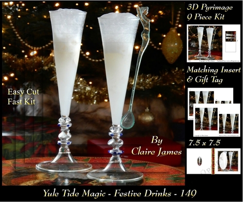 Yule Tide Magic - Festive Drinks - 3D Pyramid/pyrimage + Insert & Gift Tag