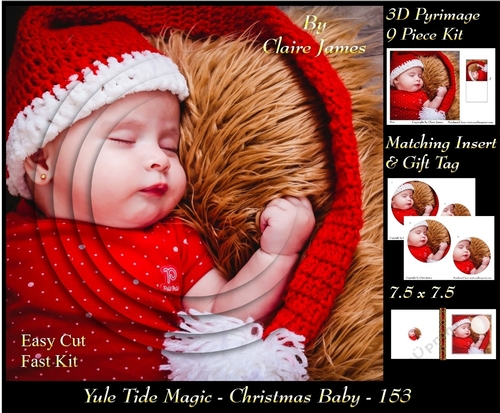 Yule Tide Magic - Christmas Baby - 3D Pyramid/pyrimage + Insert & Gift Tag