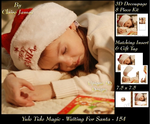 Yule Tide Magic - Waiting For Santa - 3D Decoupage kit + Insert & Gift Tag
