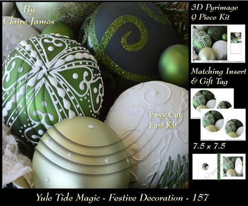 Yule Tide Magic - Festive Decorations - 3D Pyramid/pyrimage + Insert & Gift Tag