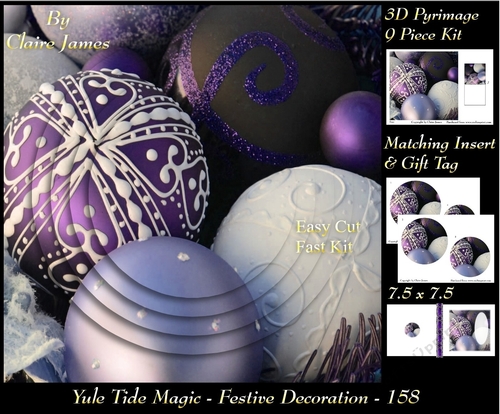 Yule Tide Magic - Festive Decorations 2 - 3D Pyramid/pyrimage + Insert & Gift Tag