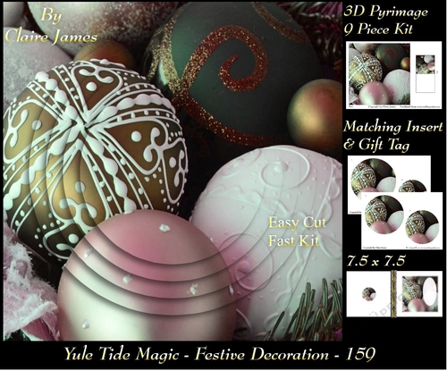 Yule Tide Magic - Festive Decorations 3 - 3D Pyramid/pyrimage + Insert & Gift Tag