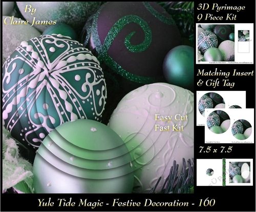 Yule Tide Magic - Festive Decorations 4 - 3D Pyramid/pyrimage + Insert & Gift Tag
