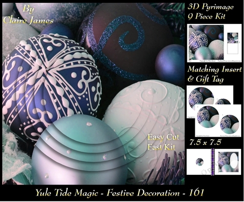 Yule Tide Magic - Festive Decorations 5 - 3D Pyramid/pyrimage + Insert & Gift Tag