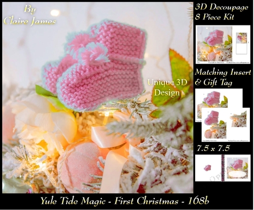 Yule Tide Magic - First Christmas 2 - 3D Decoupage kit + Insert & Gift Tag