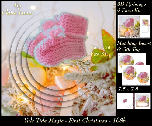 Yule Tide Magic - First Christmas 2 - 3D Pyramid/pyrimage + Insert & Gift Tag