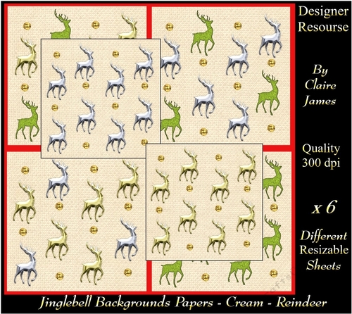 Jingle Bell Decorative Background Papers - Reindeer Cream 