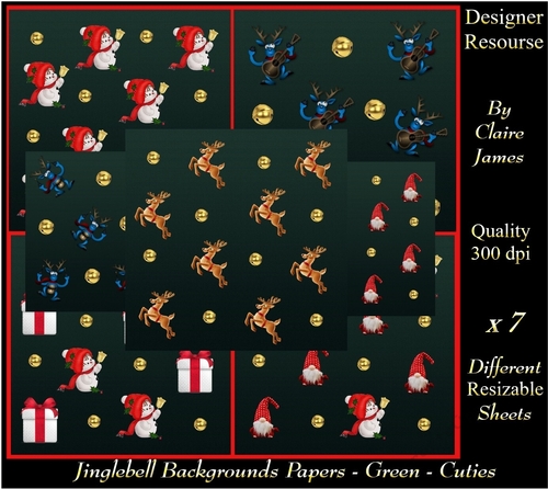 Jingle Bell Decorative Background Papers - Cutes Green