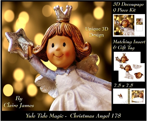 Yule Tide Magic - Christmas Fairy - 3D Decoupage kit + Insert & Gift Tag