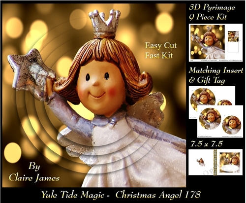Yule Tide Magic - Christmas Fairy - 3D Pyramid/pyrimage + Insert & Gift Tag