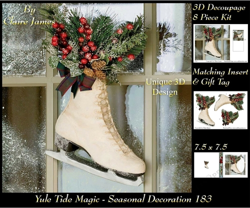 Yule Tide Magic - Christmas Decoration - 3D Decoupage kit + Insert & Gift Tag