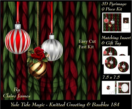 Yule Tide Magic - Knitted Christmas & Decoration - 3D Pyramid/pyrimage + Insert & Gift Tag