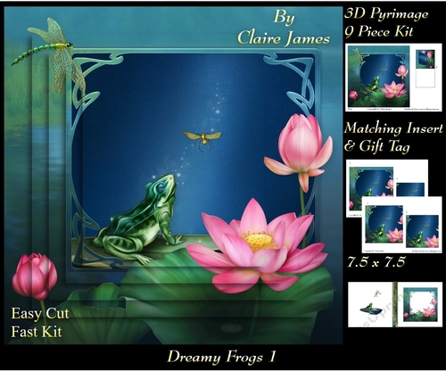Dreamy Frogs 1 - 3D Pyramid/pyrimage + Insert & Gift Tag