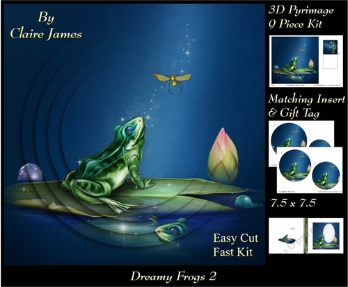 Dreamy Frogs 2 - 3D Pyramid/pyrimage + Insert & Gift Tag