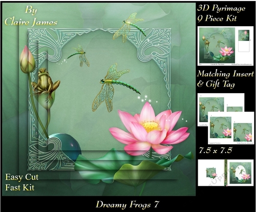 Dreamy Frogs 7 - 3D Pyramid/pyrimage + Insert & Gift Tag