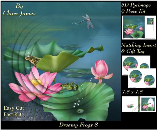 Dreamy Frogs 8 - 3D Pyramid/pyrimage + Insert & Gift Tag
