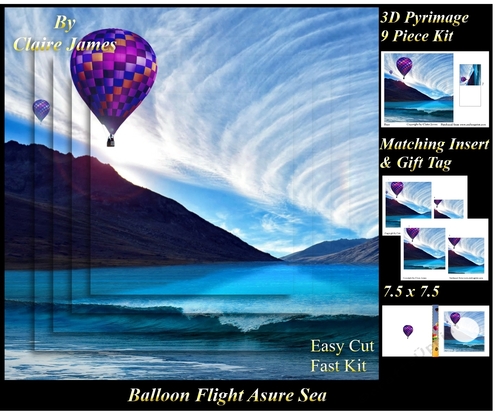 Hot Air Balloons - Balloon Flight asure sea - Pyrimage/Pyramid + Insert & Tag