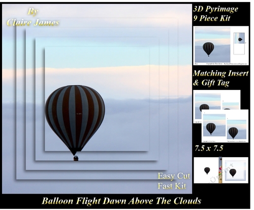 Hot Air Balloons - Balloon Flight dawn above clouds  - Pyrimage/Pyramid + Insert & Tag