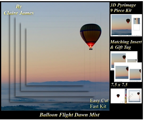 Hot Air Balloons - Balloon Flight dawn mist  - Pyrimage/Pyramid + Insert & Tag