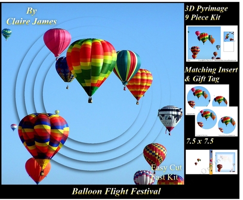 Hot Air Balloons - Balloon Flight Festival - Pyrimage/Pyramid + Insert & Tag